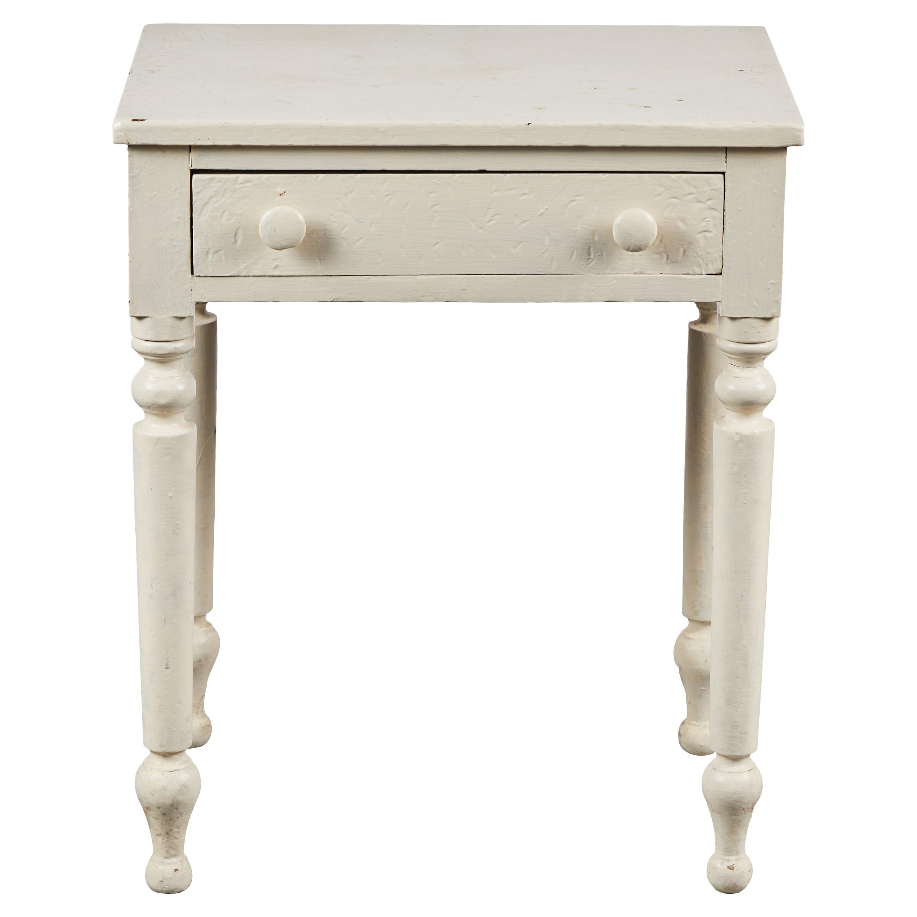 Early American White Painted Side Table