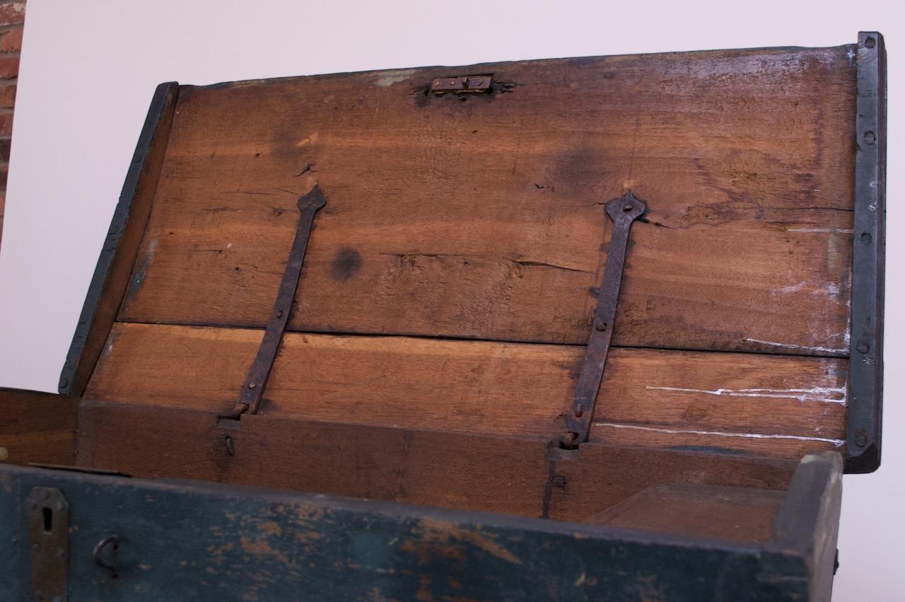 Early Americana Painted Wood Monogrammed Trunk For Sale 9