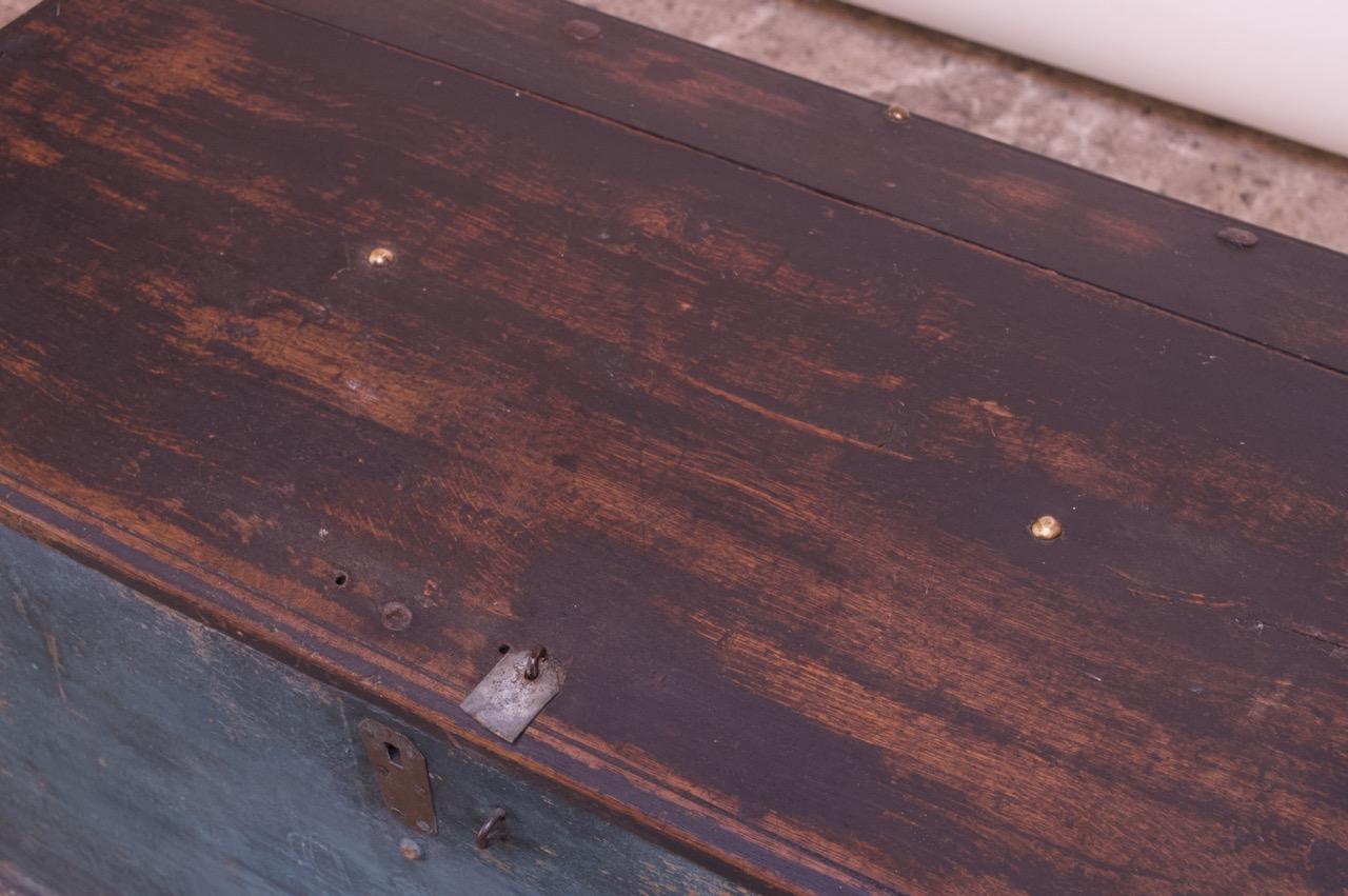 Early Americana Painted Wood Monogrammed Trunk For Sale 3
