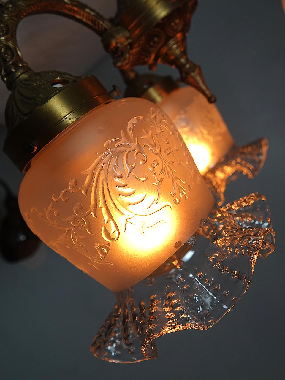 19th Century Early and Delicate Three Shade Flush Mounted Chandelier For Sale