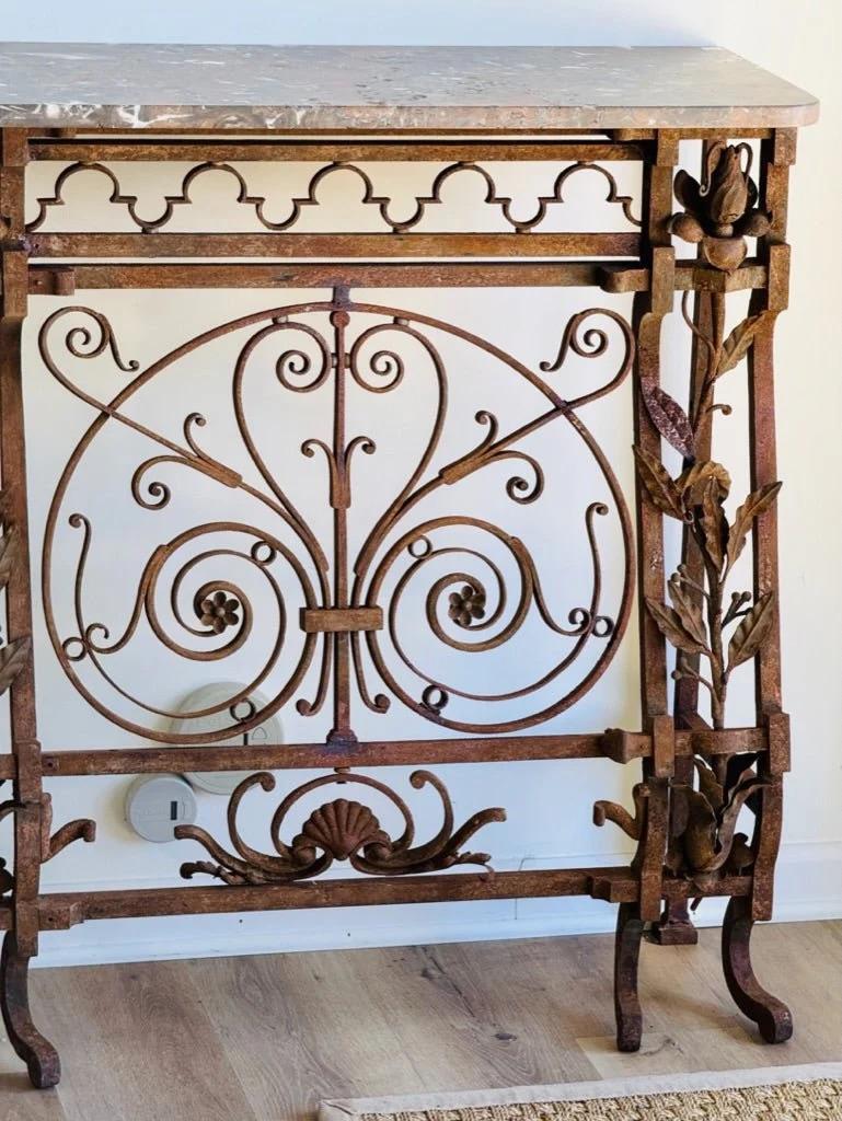 19th Century Early and finely wrought French Iron console, 19th C For Sale