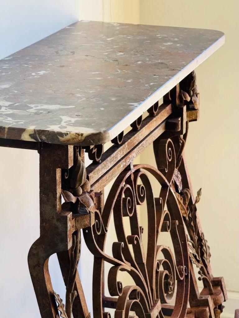 Wrought Iron Early and finely wrought French Iron console, 19th C For Sale