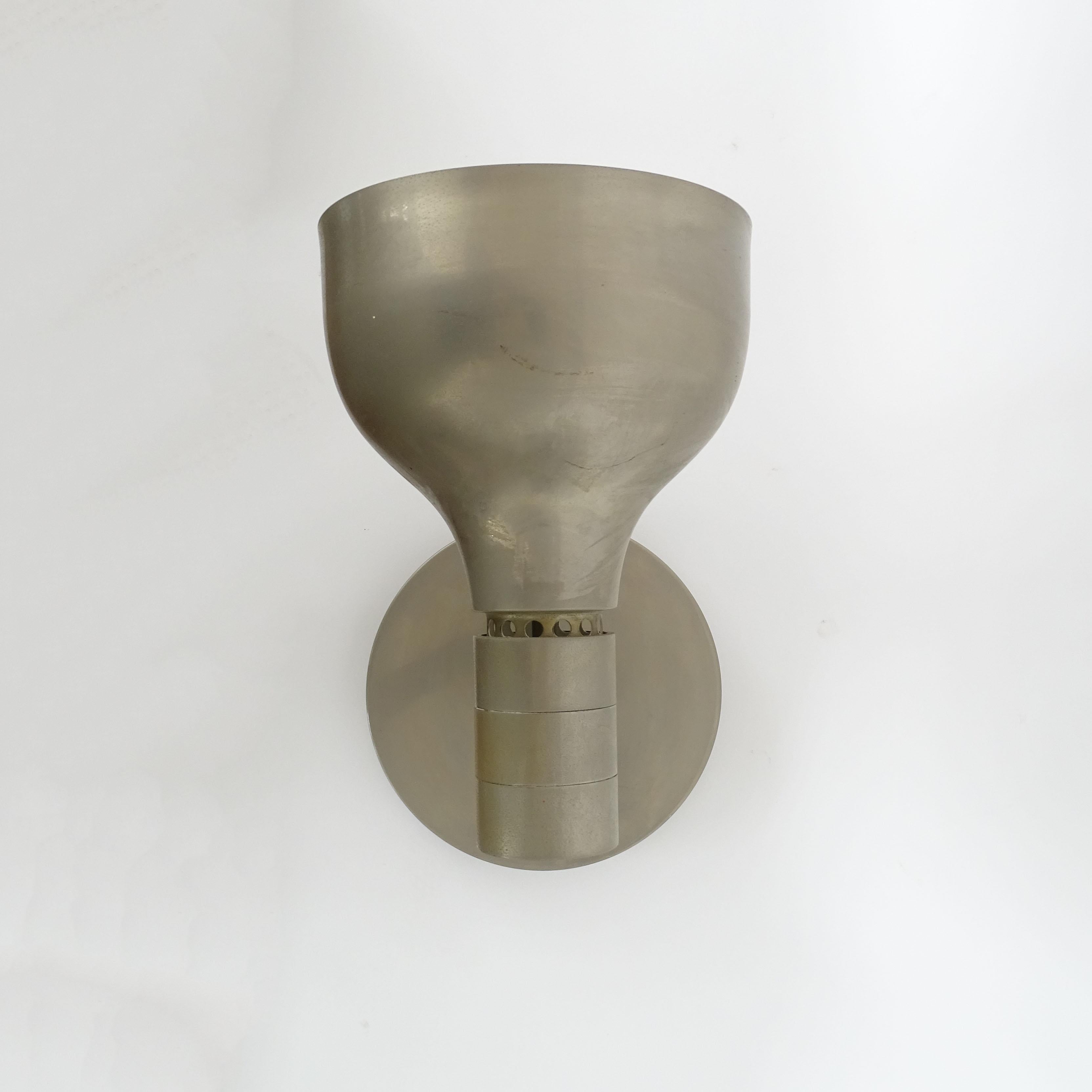 Italian Early and Large Franco Albini Single Nickel Wall Lamp for Sirrah, Italy, 1968 For Sale