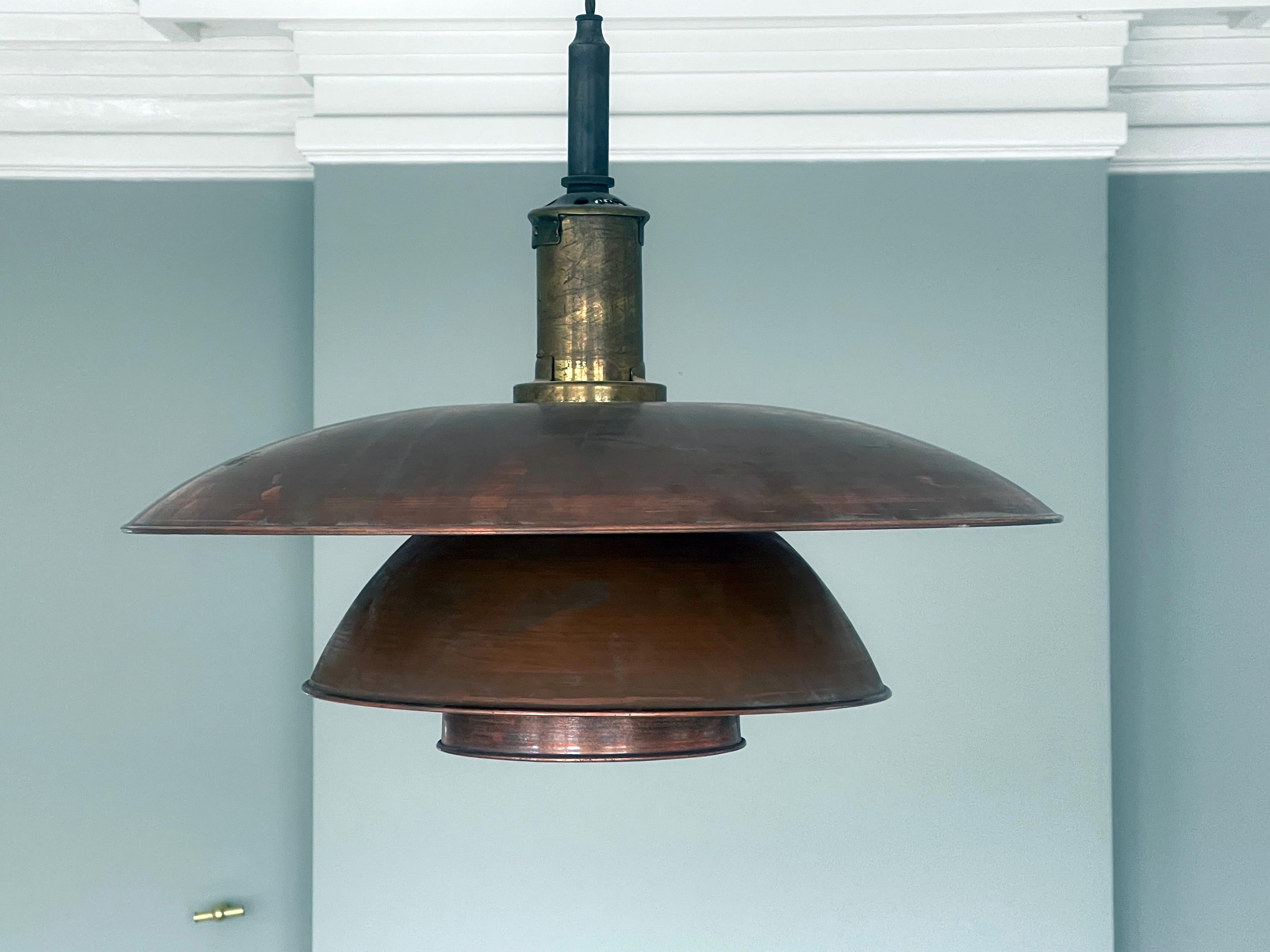 Early 20th Century Early and Large Poul Henningsen Pendant 5/5 Pat, Appl, in Copper, Denmark, 1928