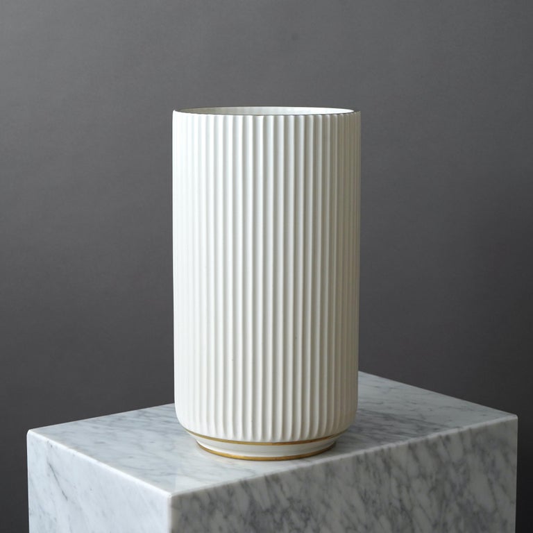 Early and Largest Lyngby Porcelain Vase with Gold Decoration, 1936
