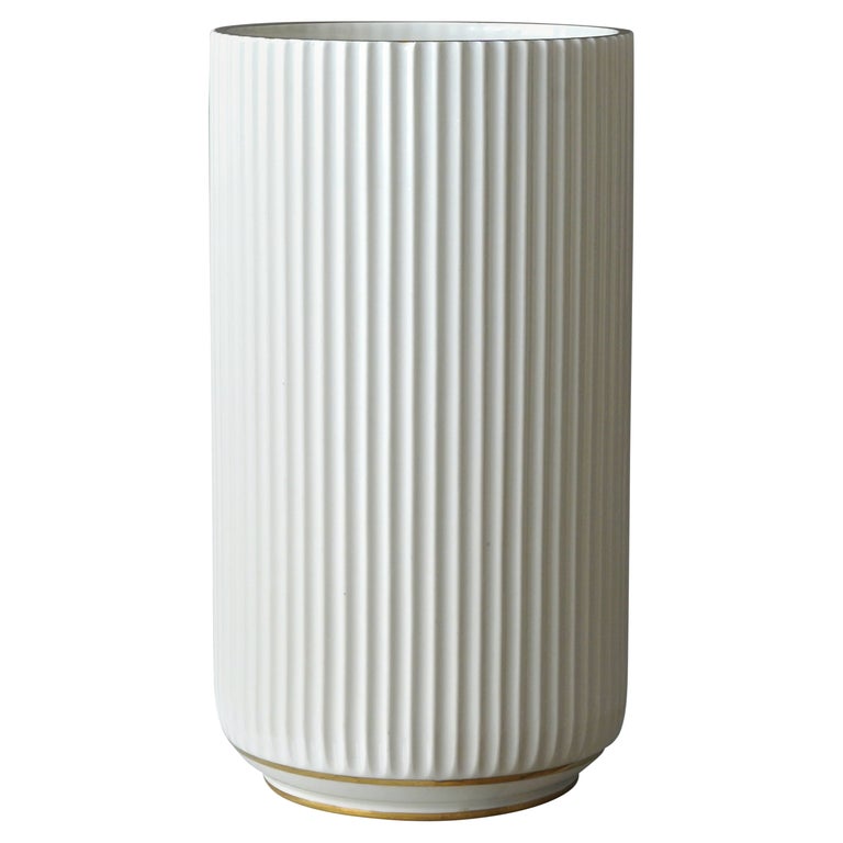 Early and Largest Lyngby Porcelain Vase with Gold Decoration, 1936