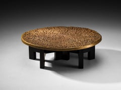 Mesa de centro antigua y poco común de Ado Chale, «Relief d'Agate», en bronce fundido