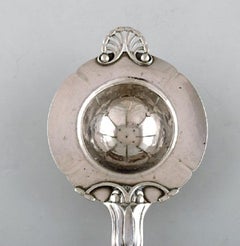 Early and Rare Art Nouveau Georg Jensen Tea Strainer in Silver with Ebony Handle