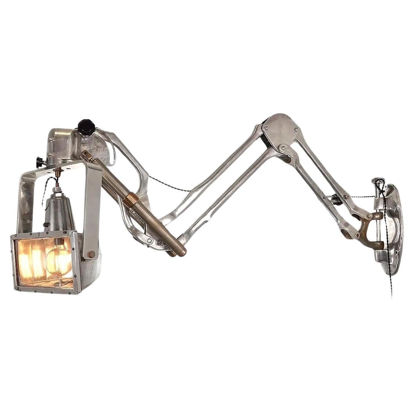 Early and Rare Heavy Duty Articulating Arm Wall Lamp For Sale