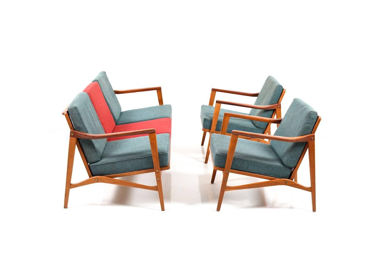 Mid-Century Modern Early and Rare Ib Koford-Larsen blue Kandidaten Seating Group For Sale