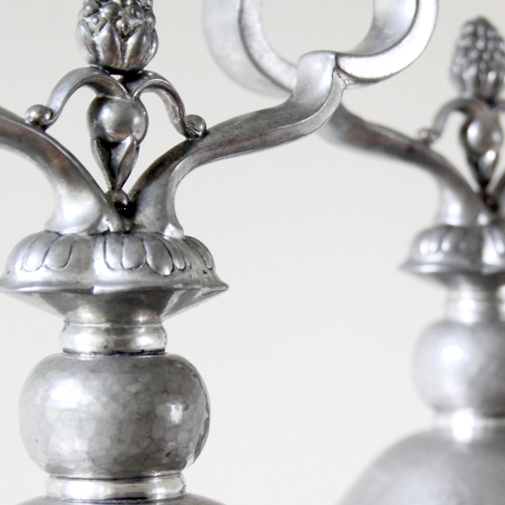 Early and Rare Pair of Candelabras, Just Andersen, Denmark 1930 In Good Condition For Sale In Copenhagen, DK
