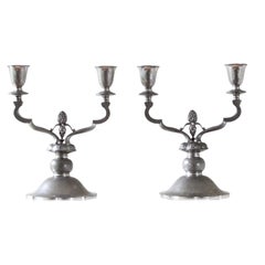 Early and Rare Pair of Candelabras, Just Andersen, Denmark 1930