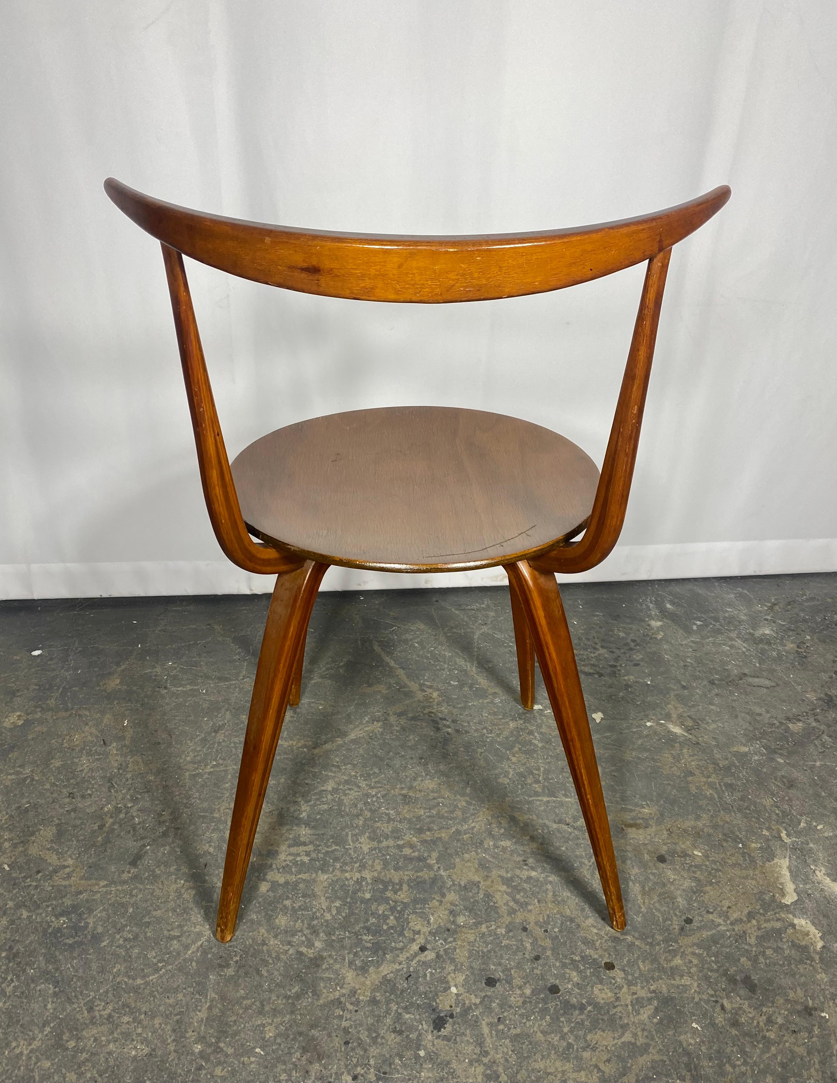 Early and Rare Pretzel sIDE Chair by George Nelson,  c 1952,,,  gREAT EXAMPLE, Iconic Design.  Becoming increasingly harder and harder to find..Nice original condition,, Age appropriate wear , 