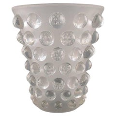 Early and Rare René Lalique Bamako Vase in Clear Mouth Blown Art Glass, 1930s