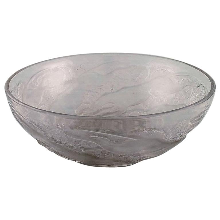 Early and Rare René Lalique "Chiens" Art Deco Bowl in Art Glass, 1930s For Sale