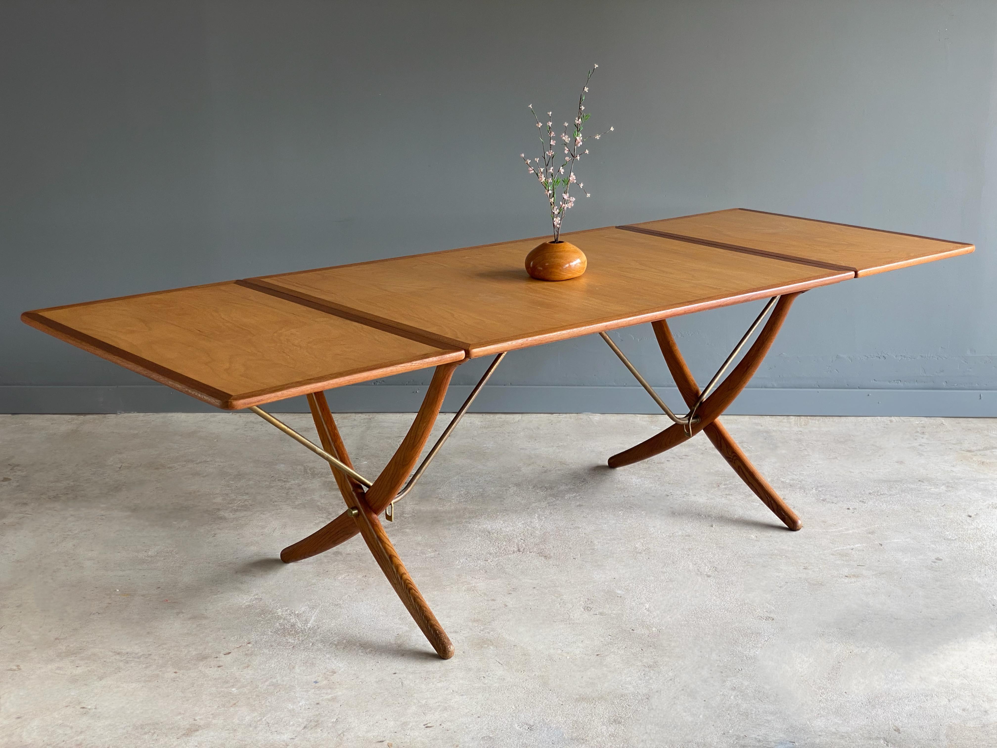 Stunning and likely one of kind variation of Hans J. Wegner for Andreas Tuck model AT-304. What makes this table special, is it's European beech top. Usually seen in oak and/or teak, this example features a rich yet light colored beech top with teak