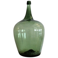 Early Antique American Blown Glass Green Demijohn Bottle