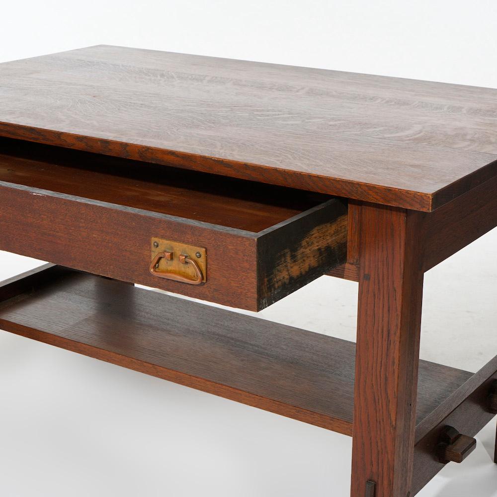 Early Antique Arts & Crafts Mission L & JG Stickley Onondaga Shops Oak Desk 3