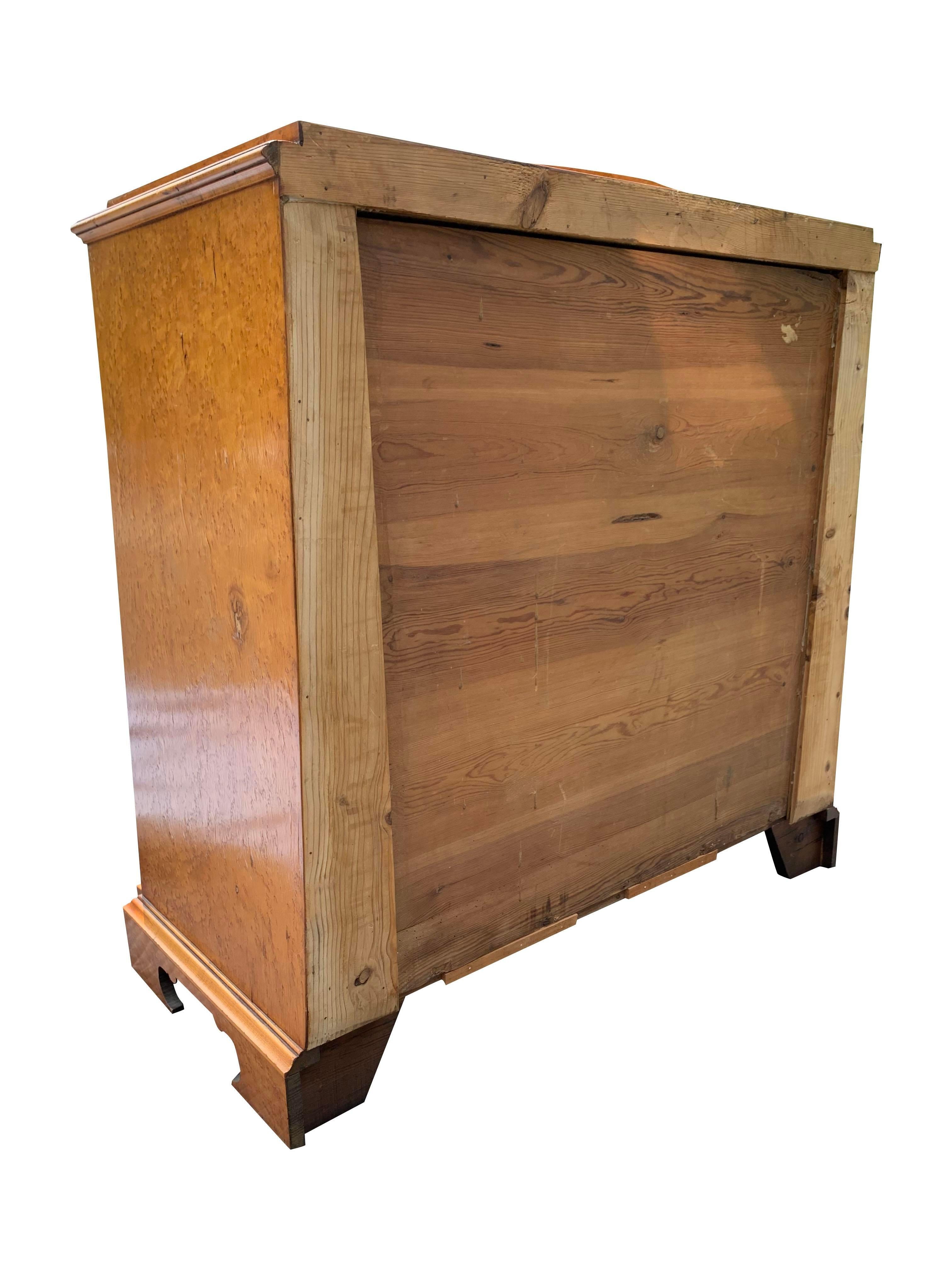 Early Antique Biedermeier Birds Eye Maple Burl Wood Cabinet Dresser With Drawers For Sale 7