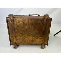Early Antique Brass Ornate Claw Foot Hand Hammered Log Holder