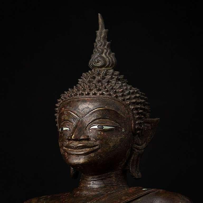 Early Antique Bronze Laos Buddha Statue from Laos For Sale 7