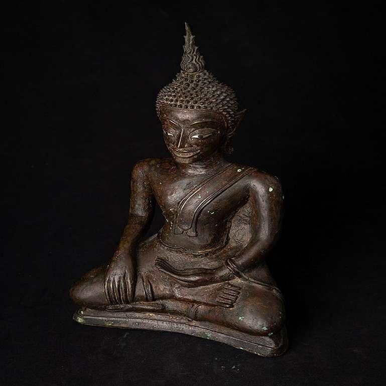 Early Antique Bronze Laos Buddha Statue from Laos For Sale 8