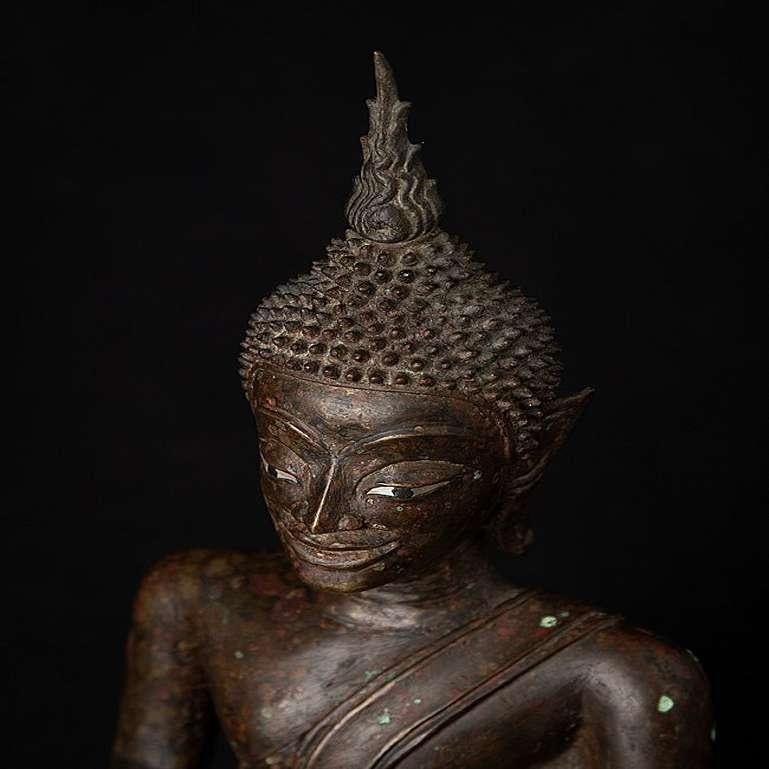 Early Antique Bronze Laos Buddha Statue from Laos For Sale 9