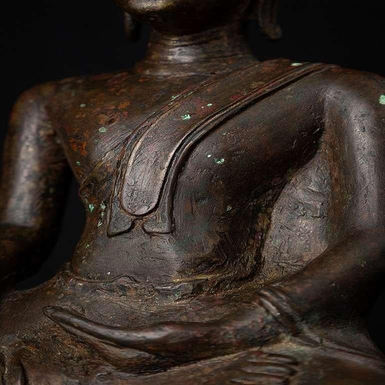 Early Antique Bronze Laos Buddha Statue from Laos For Sale 11