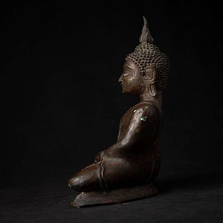 Laotian Early Antique Bronze Laos Buddha Statue from Laos For Sale