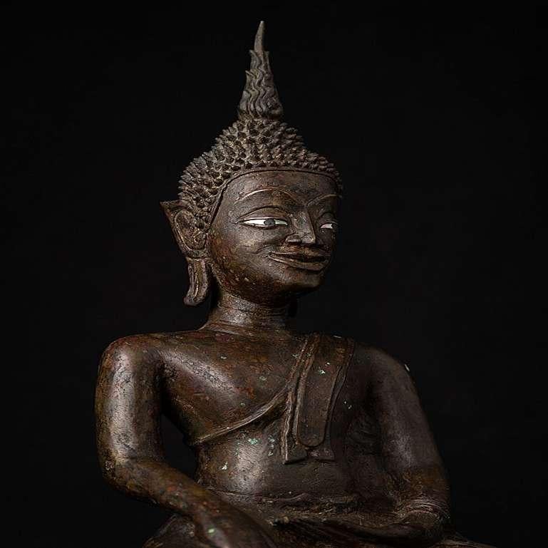 Early Antique Bronze Laos Buddha Statue from Laos For Sale 2