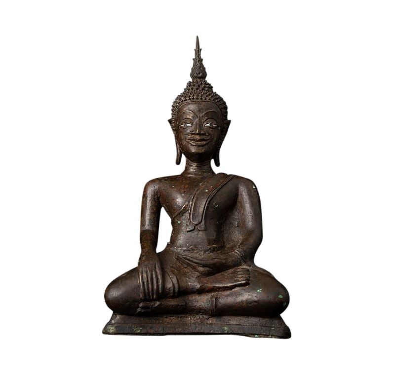 Frühe antike Bronzestatue eines Laos-Buddhas aus Laos