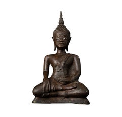 statue de Bouddha du Laos en bronze ancien du début de l'ère