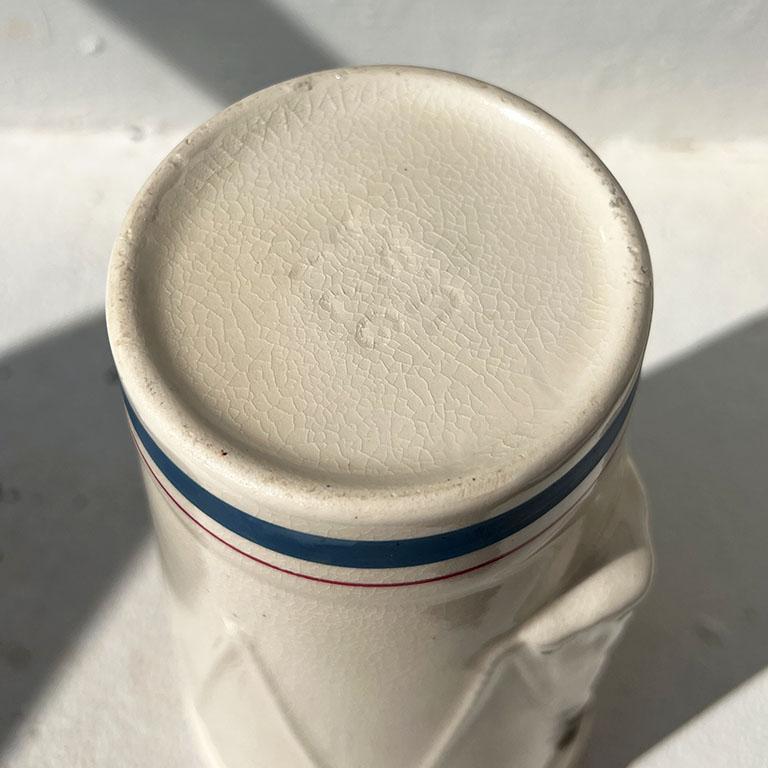 American Early Antique Ceramic Federal Drum Vase in Red White and Blue - Hull Pottery For Sale