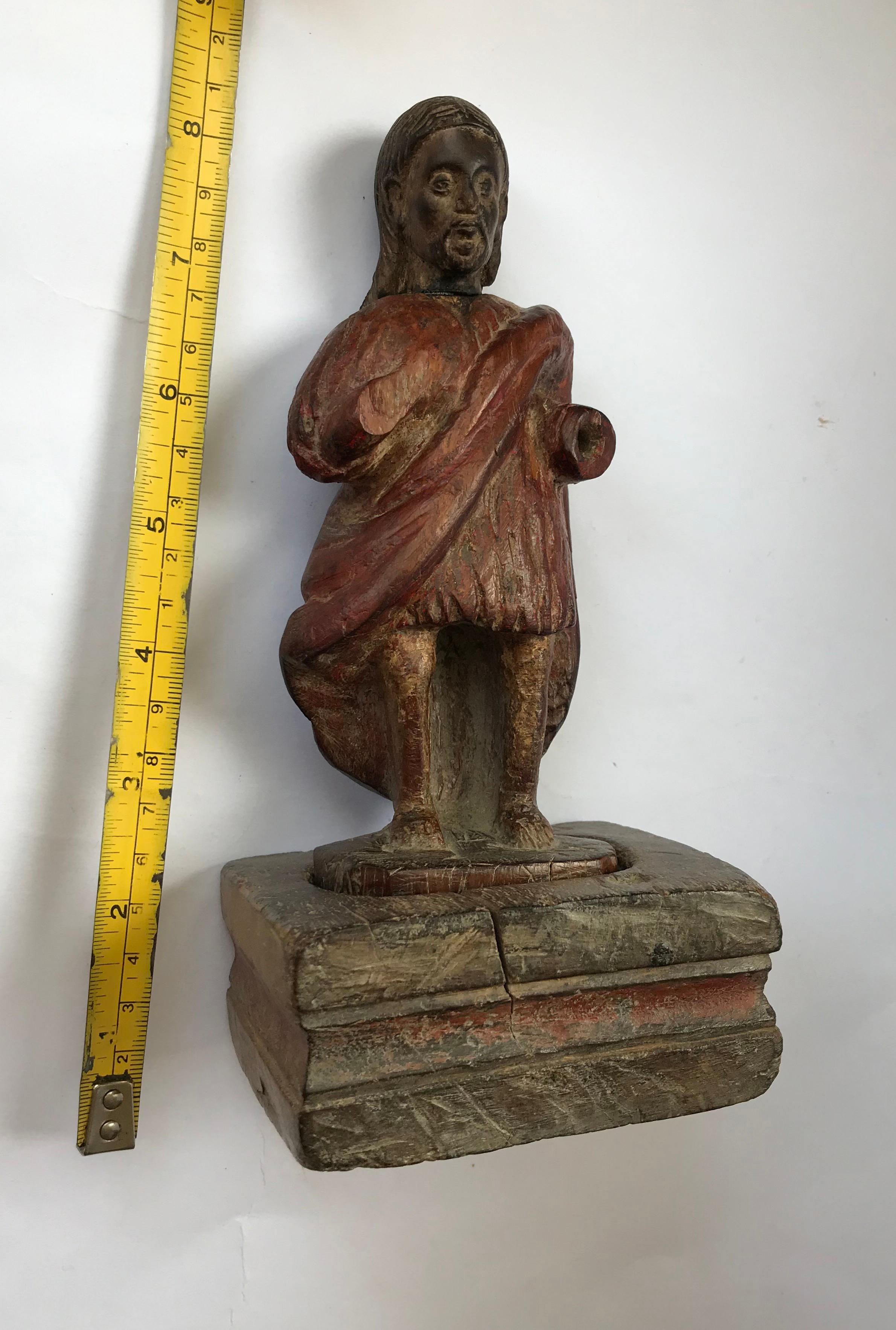 18th Century and Earlier Early Antique English Carved Oak Christian Medieval  circa 15th Century