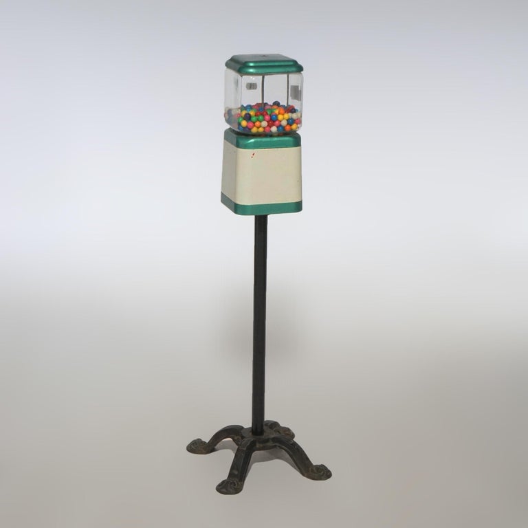Early Antique Floor Model Gumball Machine with Cast Iron Base Circa