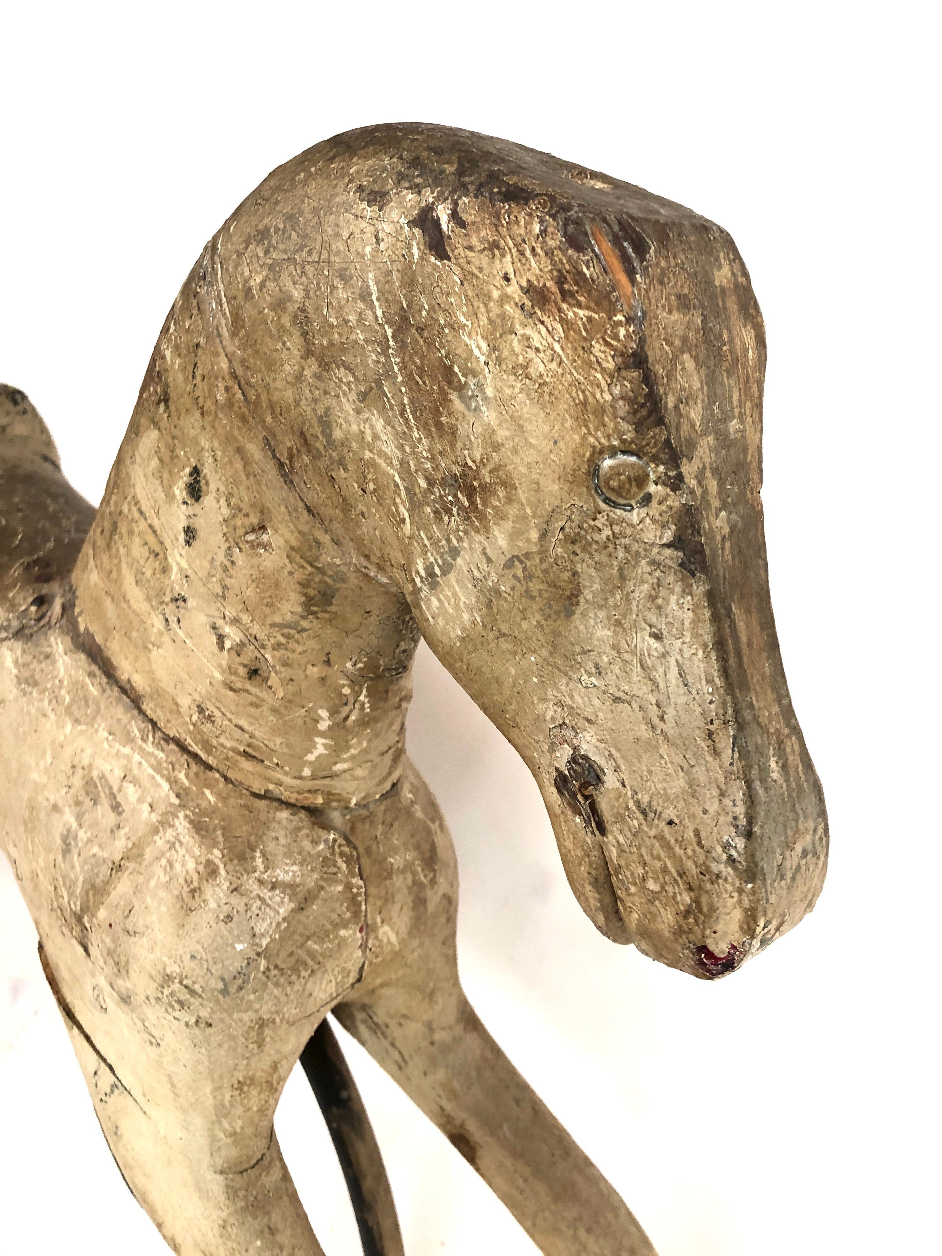 Early Antique Folk Art Wood Rocking Horse 1