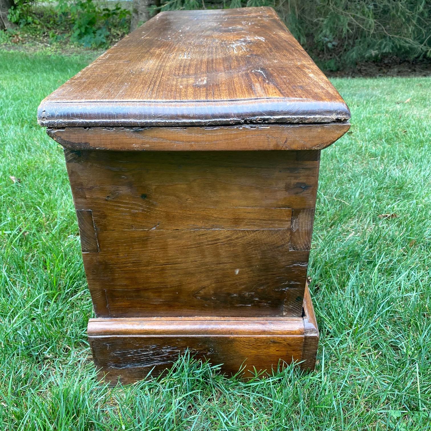 Early Antique French Hand Carved Coffer, Linen Chest or Trunk 2