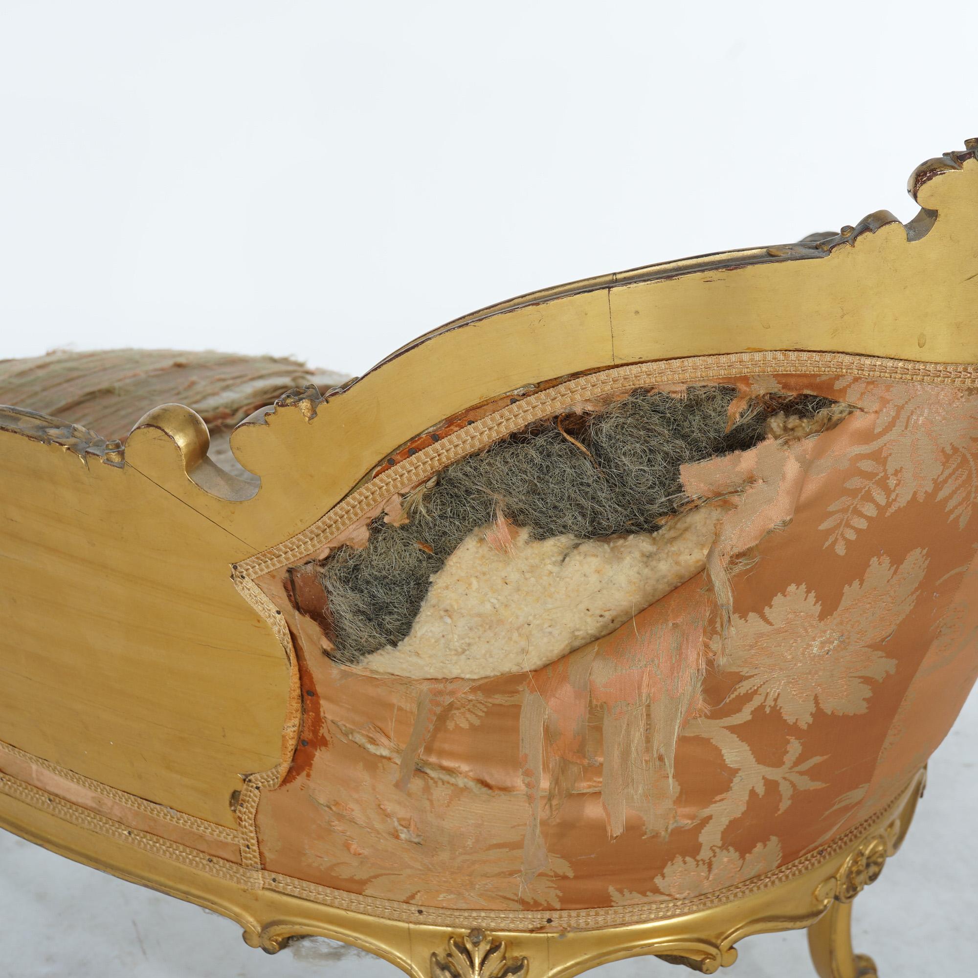 Early Antique French Rococo Vernis Martin & Giltwood Half-Recamier Settee 19th C For Sale 6