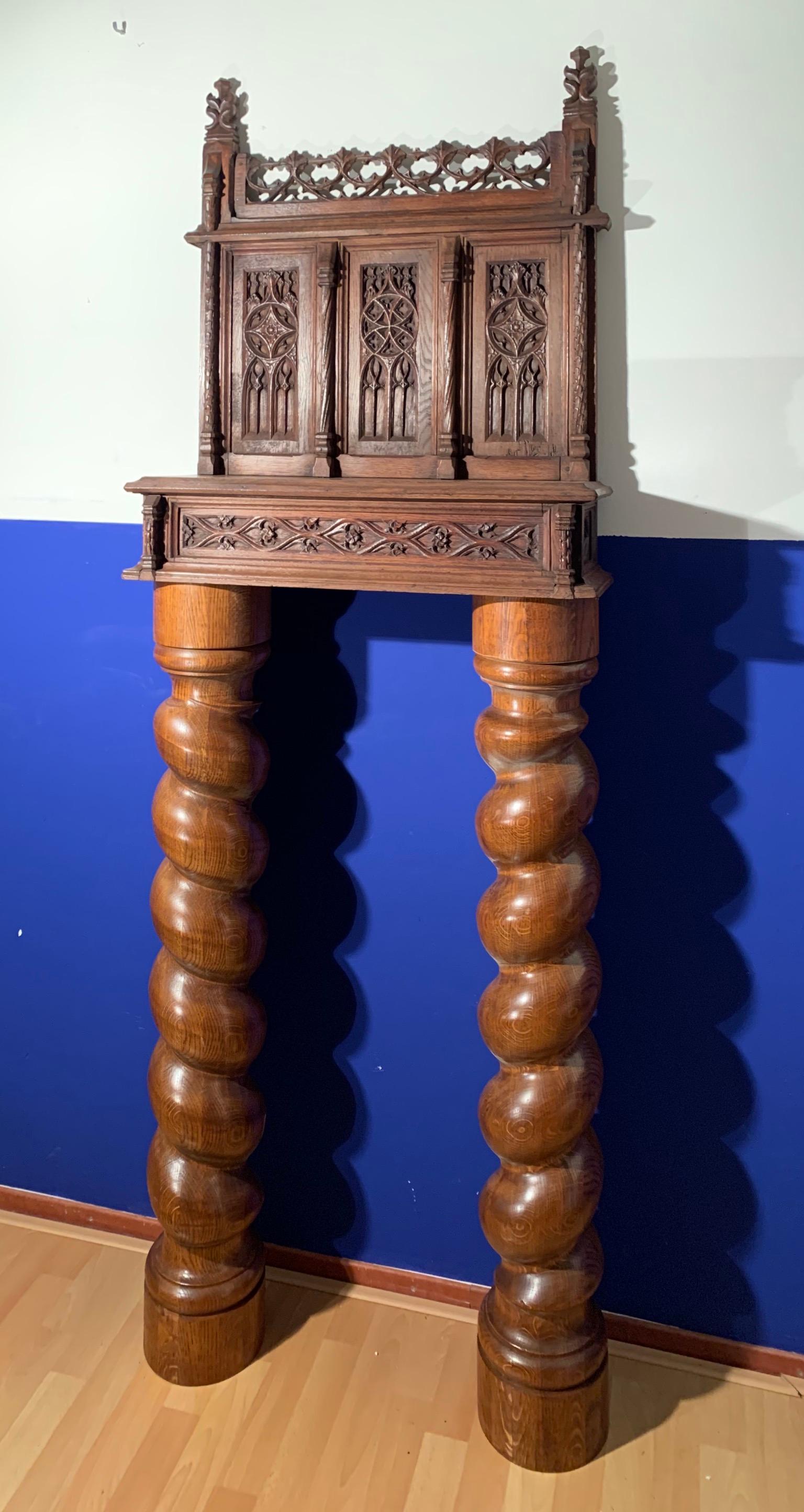 Early Antique Gothic Revival Church Altar / Shelf for Wall Mounting / Supporting 9