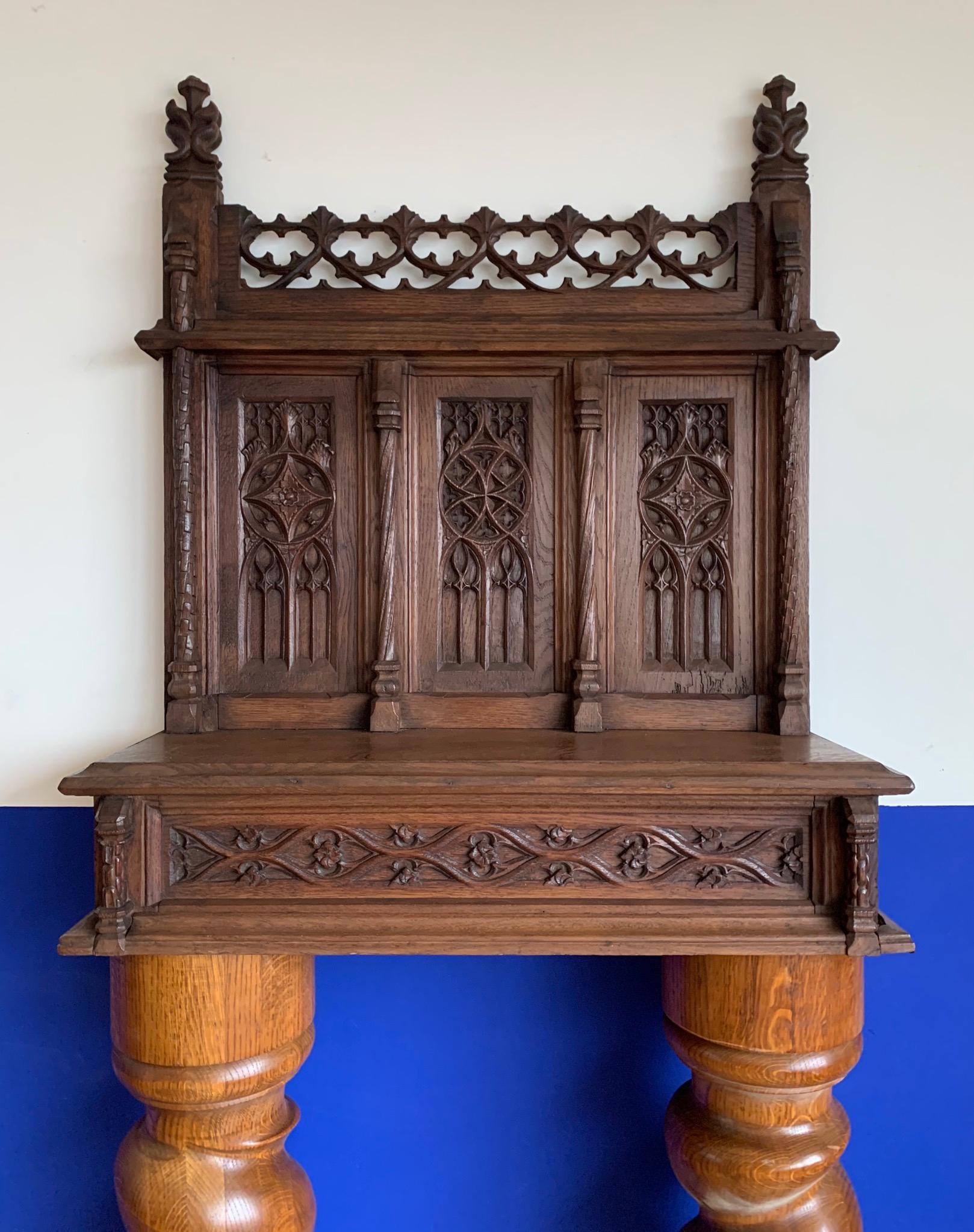 Top quality carved Gothic wall bracket that can also be placed on a table. 

If you are looking for rare and stylish antiques in the Gothic style then this 19th century piece of top quality workmanship could be yours to enjoy soon. The details in