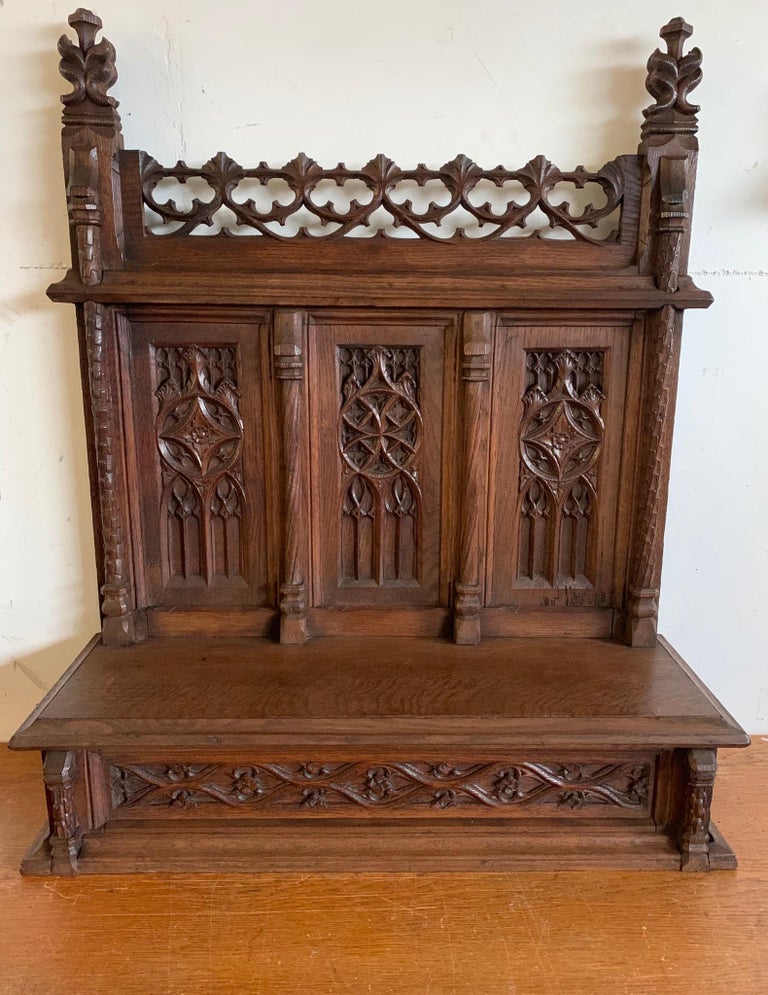 Early Antique Gothic Revival Church Altar / Shelf for Wall Mounting