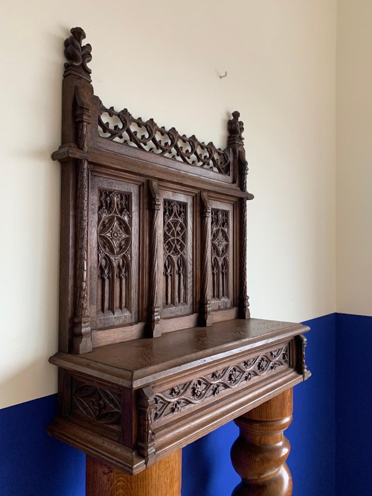 Early Antique Gothic Revival Church Altar / Shelf for Wall Mounting