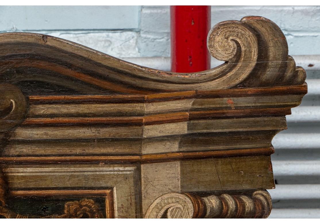 Hand-Painted Early Antique Italian Cassapanca Painted Bench