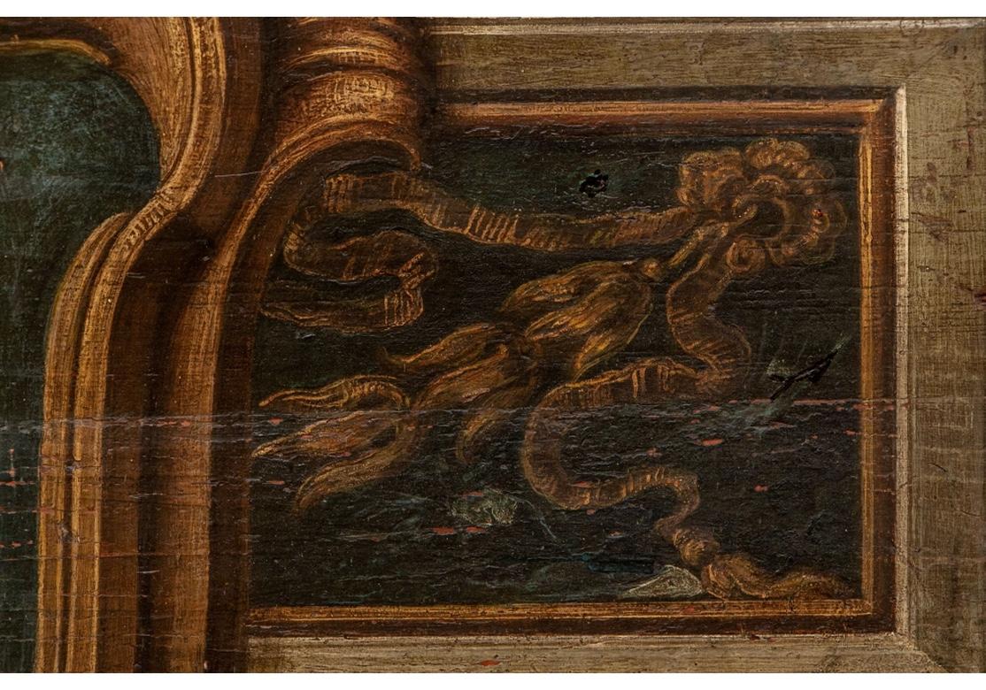 18th Century Early Antique Italian Cassapanca Painted Bench