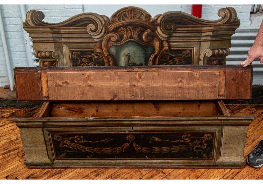 Early Antique Italian Cassapanca Painted Bench 2