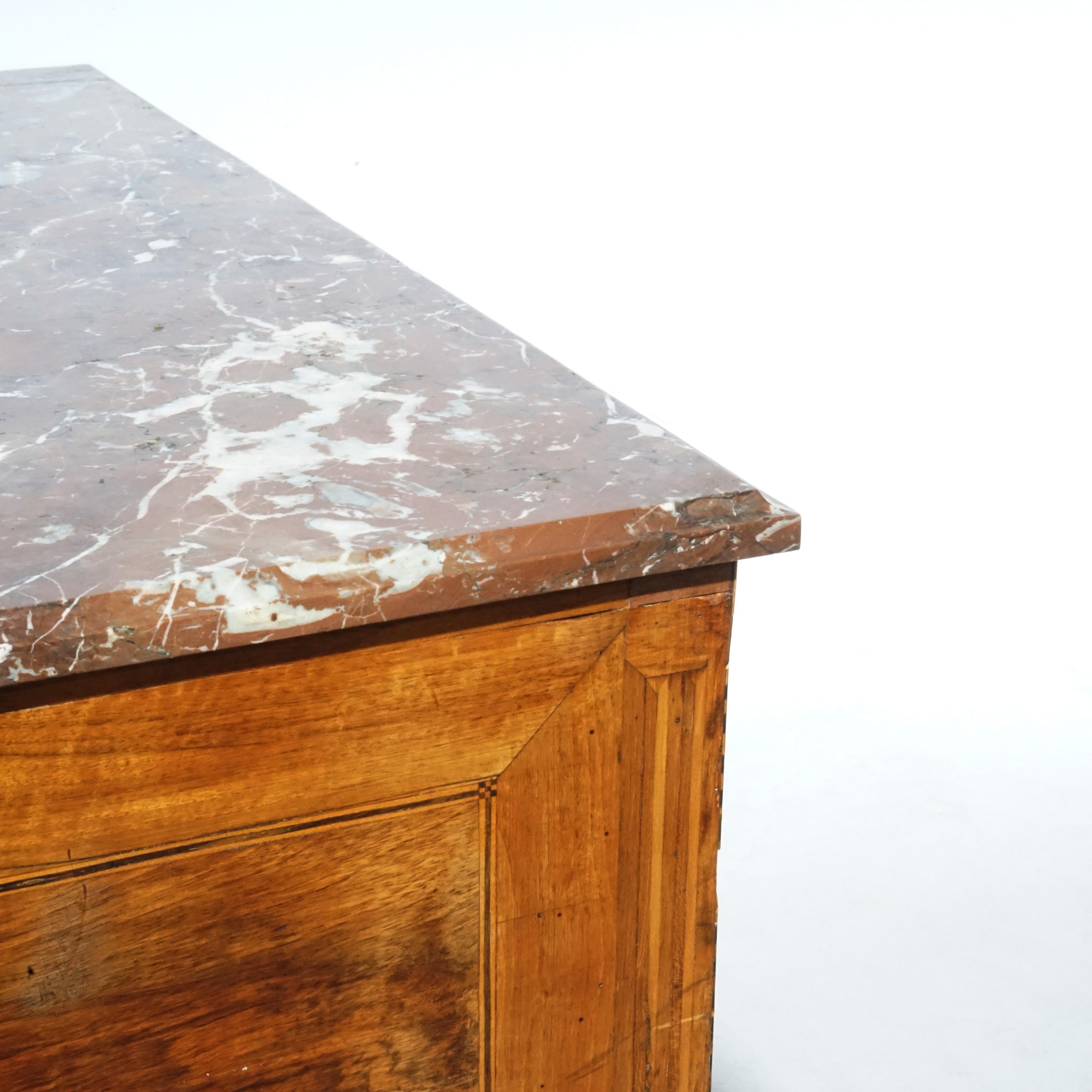 Early Antique Italian Specimen Marble, Kingwood & Satinwood Inlaid Commode 18thC 6
