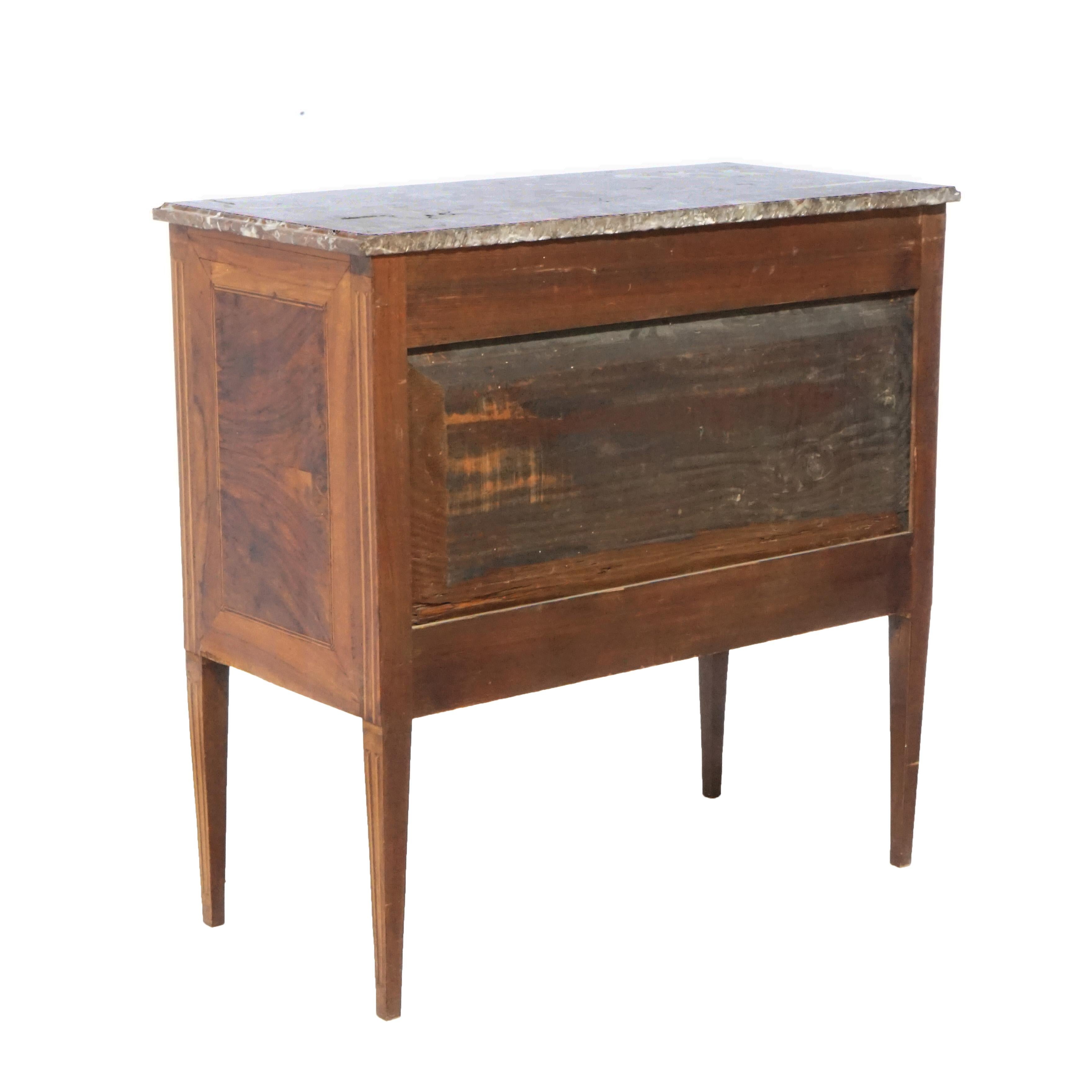 Inlay Early Antique Italian Specimen Marble, Kingwood & Satinwood Inlaid Commode 18thC
