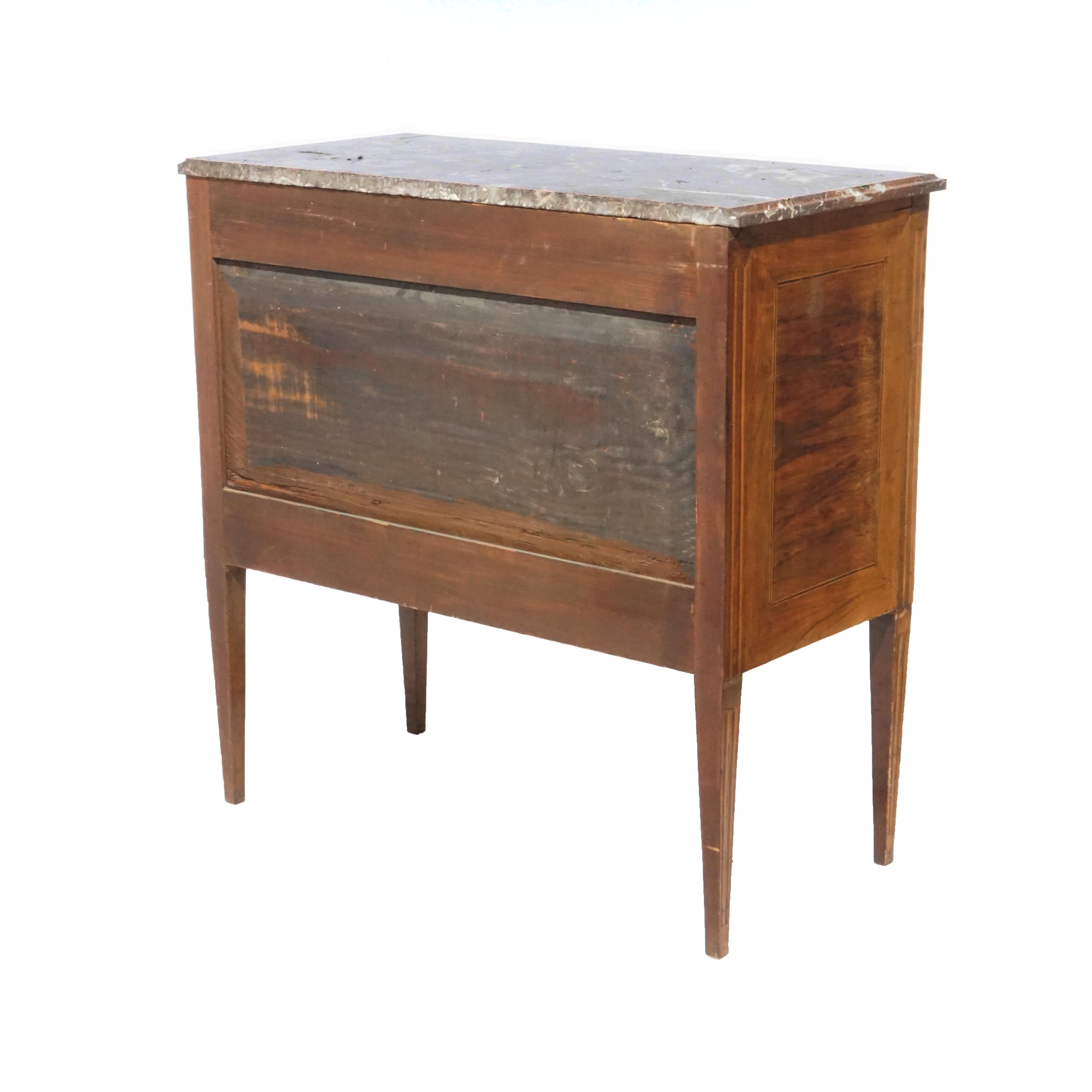 Early Antique Italian Specimen Marble, Kingwood & Satinwood Inlaid Commode 18thC In Good Condition In Big Flats, NY