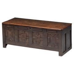 Early Antique Oak Chest in Renaissance Style , 17th Century