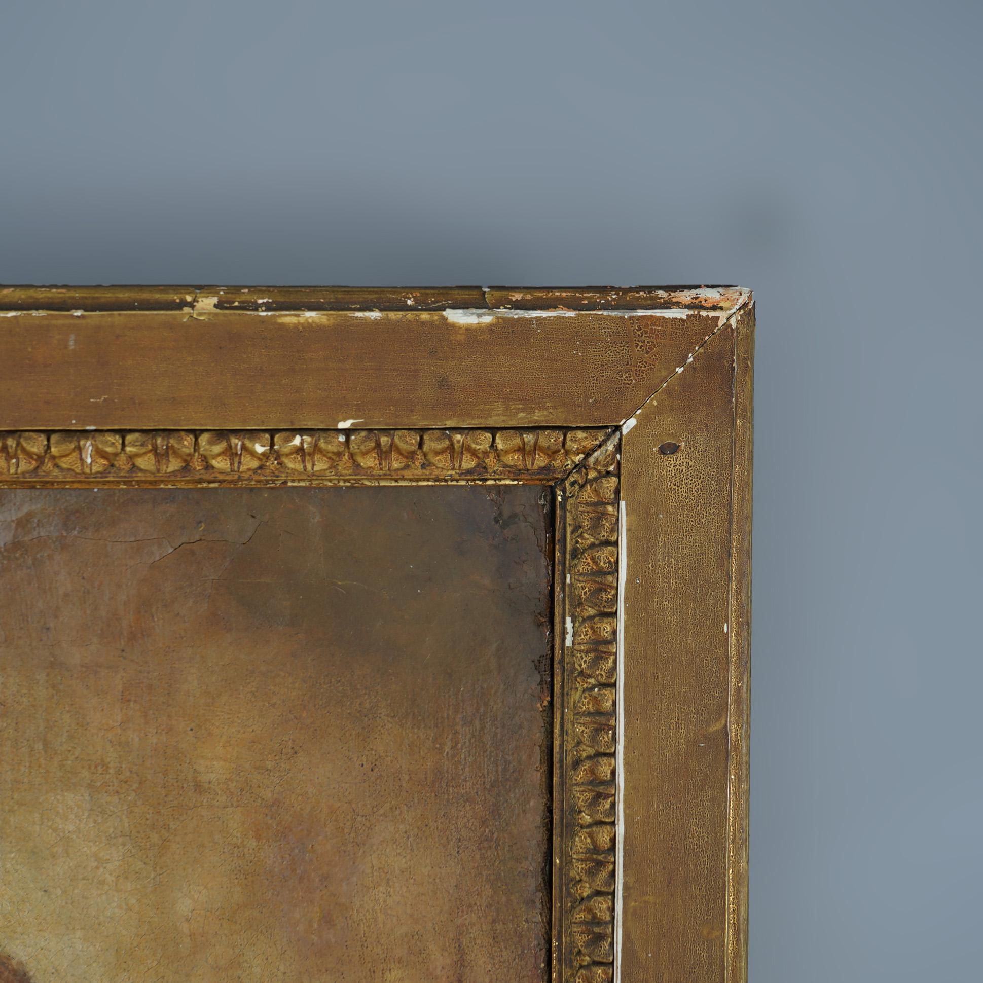 Original Frame Early Antique Old Master Copy Oil On Canvas Madonna and Child Original ...
